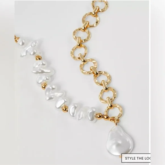 Ann Taylor mixed pearl and chain Necklace - Picture 5 of 14